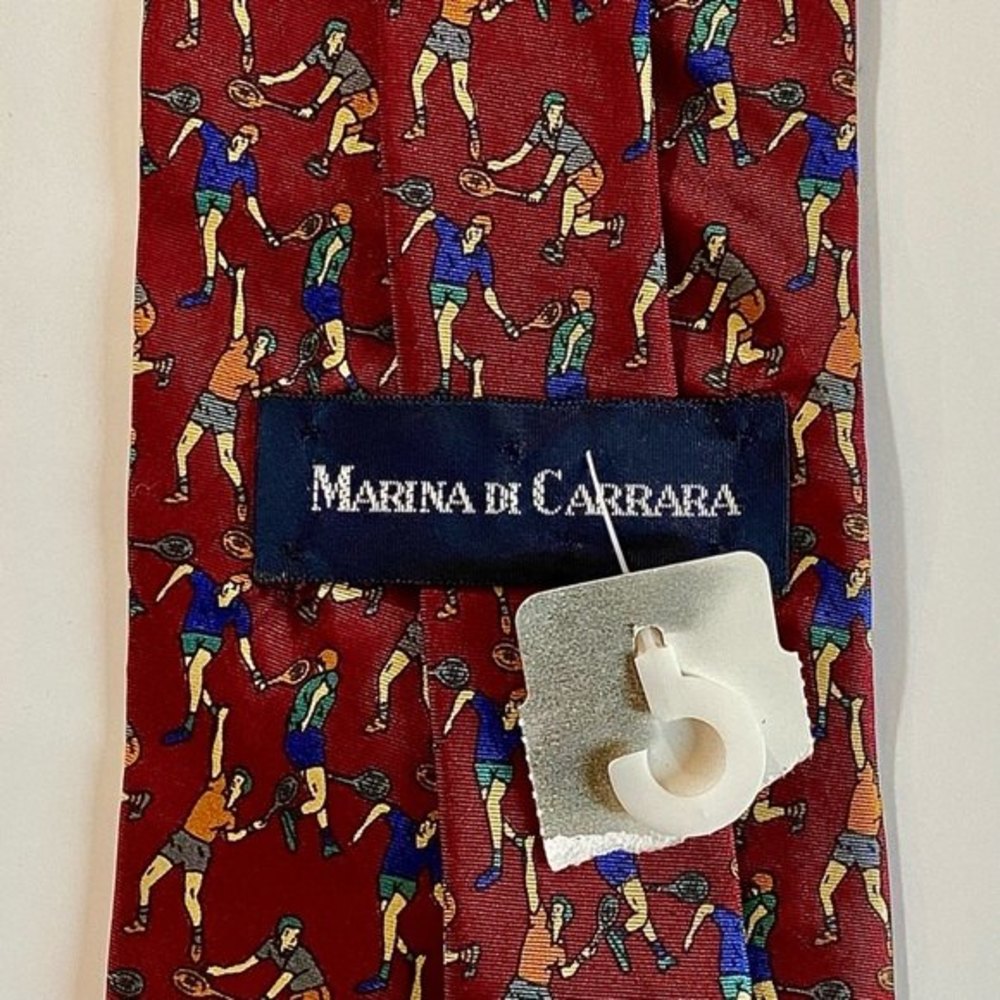 🌟 Marina Di Carrara Silk Tennis Print Tie
